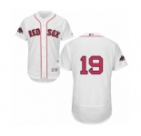 Men's Majestic Boston Red Sox #19 Fred Lynn White Home Flex Base Authentic Collection 2018 World Series Champions MLB Jersey