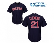 Men's Majestic Boston Red Sox #21 Roger Clemens Replica Navy Blue Alternate Road Cool Base MLB Jersey