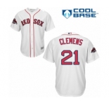 Men's Majestic Boston Red Sox #21 Roger Clemens Replica White Home Cool Base 2018 World Series Champions MLB Jersey