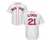 Men's Majestic Boston Red Sox #21 Roger Clemens Replica White Home Cool Base MLB Jersey