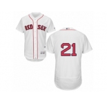 Men's Majestic Boston Red Sox #21 Roger Clemens White Flexbase Authentic Collection MLB Jersey