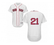 Men's Majestic Boston Red Sox #21 Roger Clemens White Flexbase Authentic Collection MLB Jersey