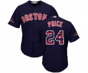 Men's Majestic Boston Red Sox #24 David Price Authentic Navy Blue Team Logo Fashion Cool Base 2018 World Series Champions MLB Jersey