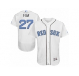Men's Majestic Boston Red Sox #27 Carlton Fisk Authentic White 2016 Father's Day Fashion Flex Base MLB Jersey