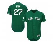 Men's Majestic Boston Red Sox #27 Carlton Fisk Green Celtic Flexbase Authentic Collection MLB Jersey