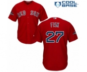 Men's Majestic Boston Red Sox #27 Carlton Fisk Replica Red Alternate Home Cool Base 2018 World Series Champions MLB Jersey