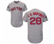 Men's Majestic Boston Red Sox #28 J. D. Martinez Grey Road Flex Base Authentic Collection 2018 World Series Champions MLB Jersey