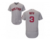 Men's Majestic Boston Red Sox #3 Babe Ruth Grey Flexbase Authentic Collection MLB Jersey