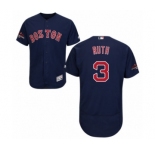 Men's Majestic Boston Red Sox #3 Babe Ruth Navy Blue Alternate Flex Base Authentic Collection 2018 World Series Champions MLB Jersey