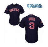 Men's Majestic Boston Red Sox #3 Babe Ruth Replica Navy Blue Alternate Road Cool Base 2018 World Series Champions MLB Jersey
