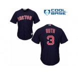 Men's Majestic Boston Red Sox #3 Babe Ruth Replica Navy Blue Alternate Road Cool Base MLB Jersey