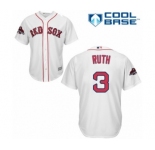 Men's Majestic Boston Red Sox #3 Babe Ruth Replica White Home Cool Base 2018 World Series Champions MLB Jersey
