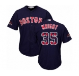 Men's Majestic Boston Red Sox #35 Steven Wright Authentic Navy Blue Team Logo Fashion Cool Base 2018 World Series Champions MLB Jersey