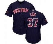 Men's Majestic Boston Red Sox #37 Bill Lee Authentic Navy Blue Team Logo Fashion Cool Base 2018 World Series Champions MLB Jersey