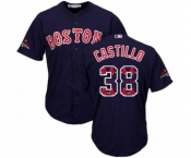 Men's Majestic Boston Red Sox #38 Rusney Castillo Authentic Navy Blue Team Logo Fashion Cool Base 2018 World Series Champions MLB Jersey