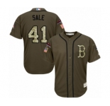 Men's Majestic Boston Red Sox #41 Chris Sale Authentic Green Salute to Service 2018 World Series Champions MLB Jersey