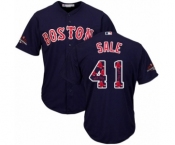 Men's Majestic Boston Red Sox #41 Chris Sale Authentic Navy Blue Team Logo Fashion Cool Base 2018 World Series Champions MLB Jersey