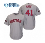 Men's Majestic Boston Red Sox #41 Chris Sale Replica Grey Road Cool Base 2018 World Series Champions MLB Jersey