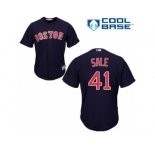 Men's Majestic Boston Red Sox #41 Chris Sale Replica Navy Blue Alternate Road Cool Base MLB Jersey