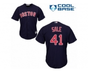 Men's Majestic Boston Red Sox #41 Chris Sale Replica Navy Blue Alternate Road Cool Base MLB Jersey