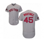 Men's Majestic Boston Red Sox #45 Pedro Martinez Grey Road Flex Base Authentic Collection 2018 World Series Champions MLB Jersey