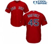 Men's Majestic Boston Red Sox #45 Pedro Martinez Replica Red Alternate Home Cool Base 2018 World Series Champions MLB Jersey