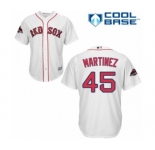 Men's Majestic Boston Red Sox #45 Pedro Martinez Replica White Home Cool Base 2018 World Series Champions MLB Jersey