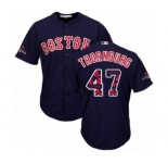 Men's Majestic Boston Red Sox #47 Tyler Thornburg Authentic Navy Blue Team Logo Fashion Cool Base 2018 World Series Champions MLB Jersey