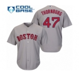 Men's Majestic Boston Red Sox #47 Tyler Thornburg Replica Grey Road Cool Base 2018 World Series Champions MLB Jersey