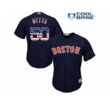 Men's Majestic Boston Red Sox #50 Mookie Betts Replica Navy Blue USA Flag Fashion Road Cool Base MLB Jersey