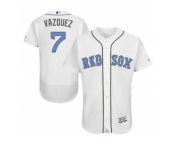 Men's Majestic Boston Red Sox #7 Christian Vazquez Authentic White 2016 Father's Day Fashion Flex Base MLB Jersey