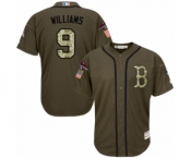 Men's Majestic Boston Red Sox #9 Ted Williams Authentic Green Salute to Service 2018 World Series Champions MLB Jersey