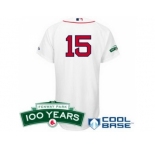 mlb jerseys boston red sox #15 dustin pedroia white(cool base 100th anniversary patch)