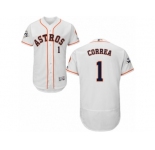 Houston Astros #1 Carlos Correa Authentic White Home 2017 World Series Bound Flex Base MLB Jersey
