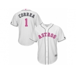 Houston Astros #1 Carlos Correa White Home 2016 Mother's Day Cool Base Jersey