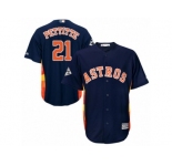 Houston Astros #21 Andy Pettitte Replica Navy Blue Alternate 2017 World Series Bound Cool Base MLB Jersey