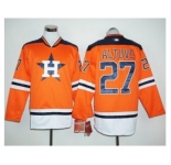 Houston Astros #27 Jose Altuve Orange Long Sleeve Stitched Baseball Jersey