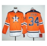 Houston Astros #34 Nolan Ryan Orange Long Sleeve Stitched Baseball Jersey