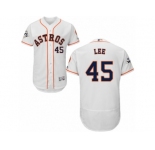 Houston Astros #45 Carlos Lee Authentic White Home 2017 World Series Bound Flex Base MLB Jersey