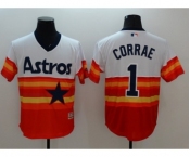 Men Houston Astros #1 Carlos Correa Majestic Orange Flexbase Authentic Cooperstown Player Jersey