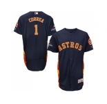 Men Houston Astros #1 Carlos Correa Navy Blue FlexBase Authentic 2018 Gold Program Cool Base Stitched Baseball Jersey