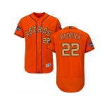 Men Houston Astros #22 Josh Reddick Orange FlexBase Authentic 2018 Gold Program Stitched Baseball Jersey