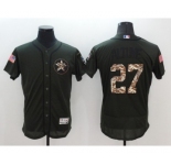 Men Houston Astros #27 Jose Altuve Majestic Green Salute to Service Flexbase Authentic Collection Jersey