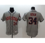 Men Houston Astros #34 Nolan Ryan Majestic Gray Flexbase Authentic Collection Player Jersey