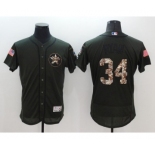 Men Houston Astros #34 Nolan Ryan Majestic Green Salute to Service Flexbase Authentic Collection Jersey