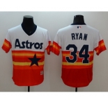 Men Houston Astros #34 Nolan Ryan Majestic Orange Flexbase Authentic Cooperstown Player Jersey