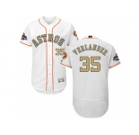 Men Houston Astros #35 Justin Verlander White FlexBase Authentic 2018 Gold Program Stitched Baseball Jersey