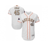 Men Houston Astros #45 Gerrit Cole White FlexBase Authentic 2018 Gold Program Cool Base Stitched Baseball Jersey