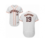 Men Majestic Houston Astros #19 Tyler Clippard White Flexbase Authentic Collection MLB Jersey