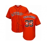 Men Majestic Houston Astros #35 Justin Verlander Authentic Orange Team Logo Fashion Cool Base MLB Jersey